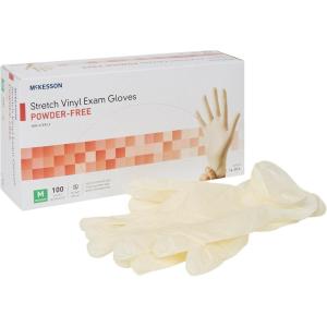 McKesson Stretch Vinyl Exam Gloves, Non-Sterile, Powder-Free, Medium, 100 Count, 1 Box(1000)