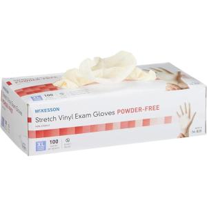McKesson Stretch Vinyl Exam Gloves, Non-Sterile, Powder-Free, XL, 100 Count, 1 Box(100)