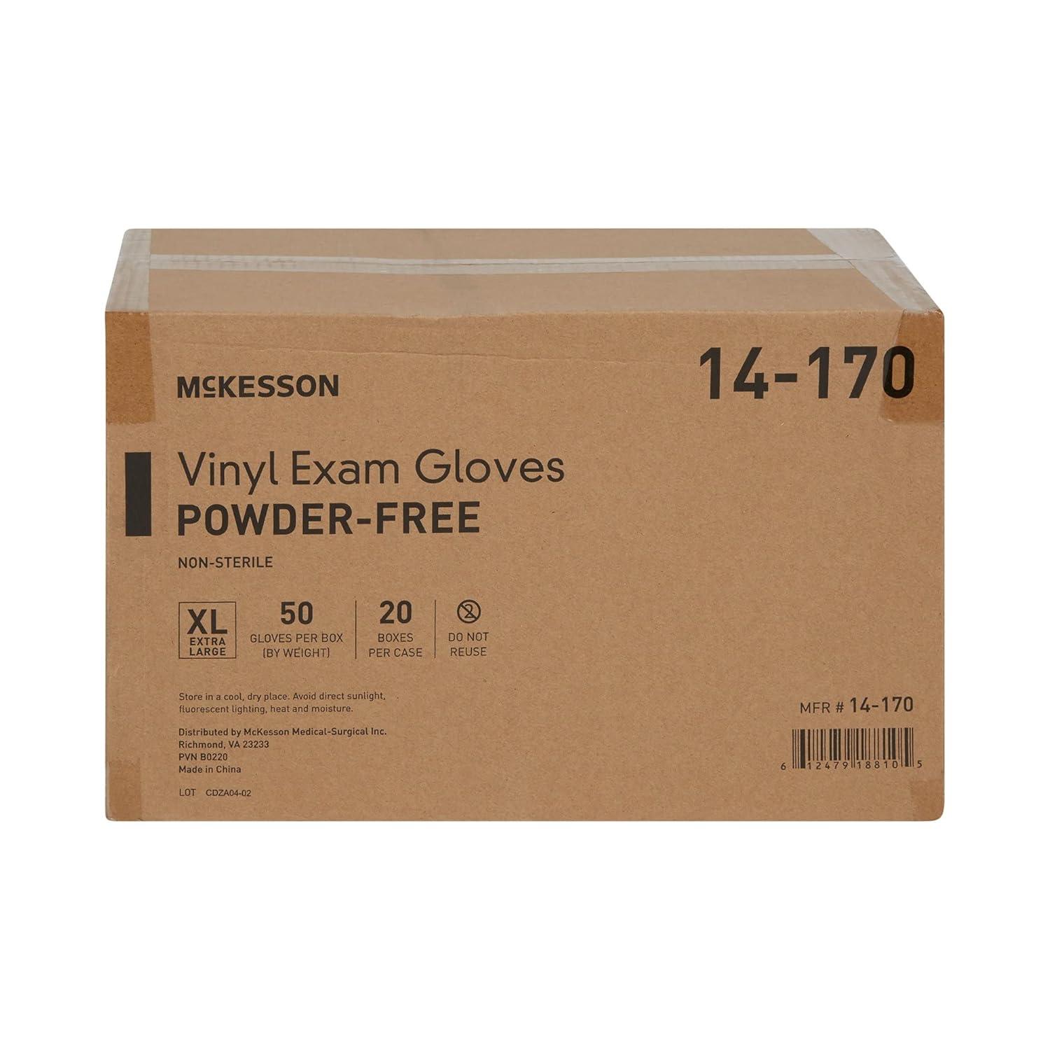 image:imageMcKesson Confiderm Vinyl Exam Gloves PowderFree LatexFree Ambidextrous Smooth NonSterile Clear Size XL 50 Count 20 Boxes 1000 Total