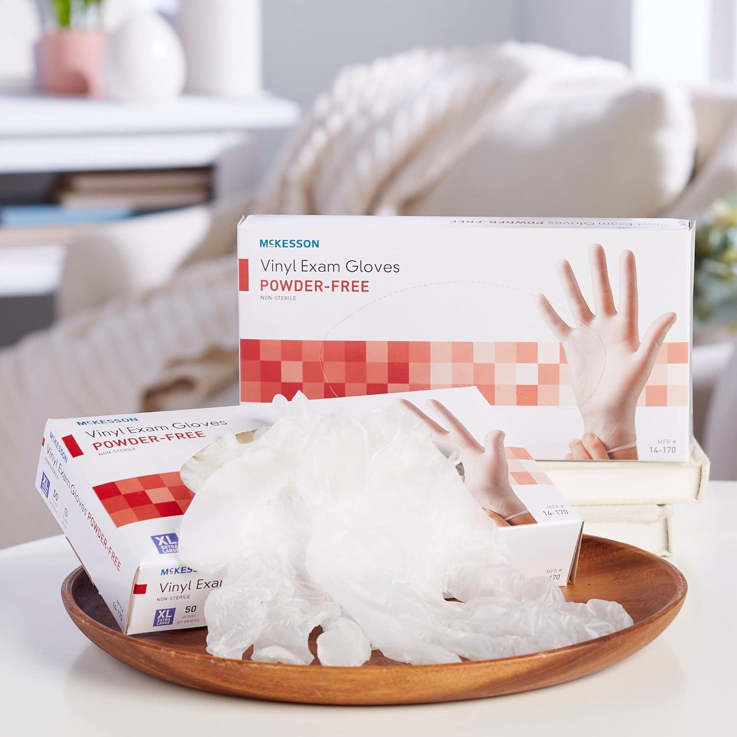 image:imageMcKesson Confiderm Vinyl Exam Gloves PowderFree LatexFree Ambidextrous Smooth NonSterile Clear Size XL 50 Count 20 Boxes 1000 Total