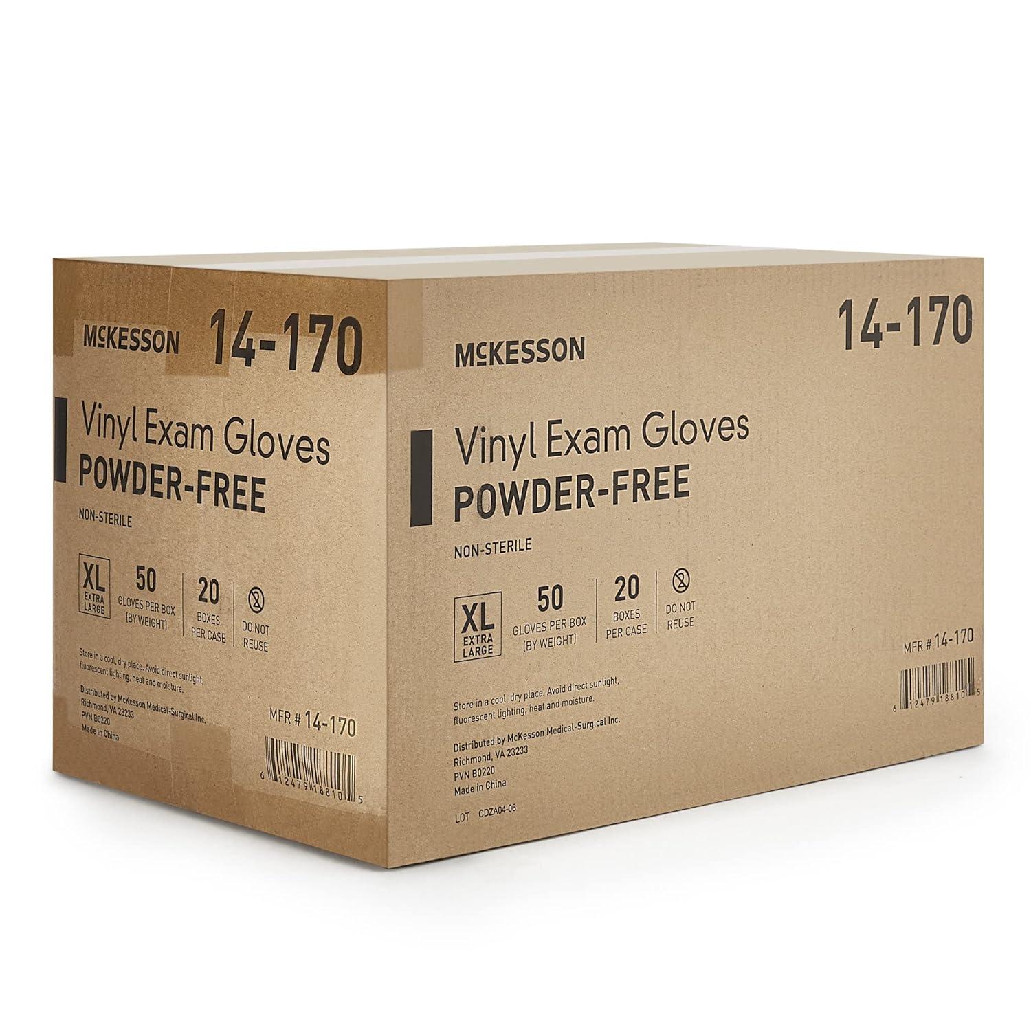 image:imageMcKesson Confiderm Vinyl Exam Gloves PowderFree LatexFree Ambidextrous Smooth NonSterile Clear Size XL 50 Count 20 Boxes 1000 Total