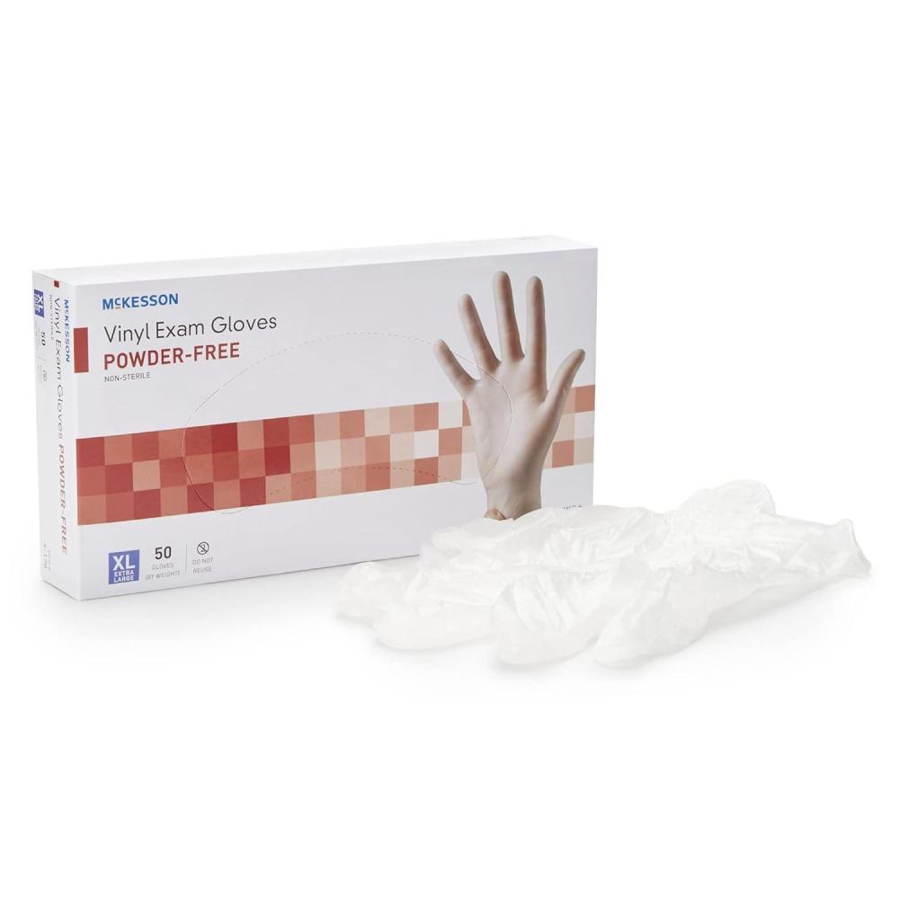 image:imageMcKesson Confiderm Vinyl Exam Gloves PowderFree LatexFree Ambidextrous Smooth NonSterile Clear Size XL 50 Count 20 Boxes 1000 Total
