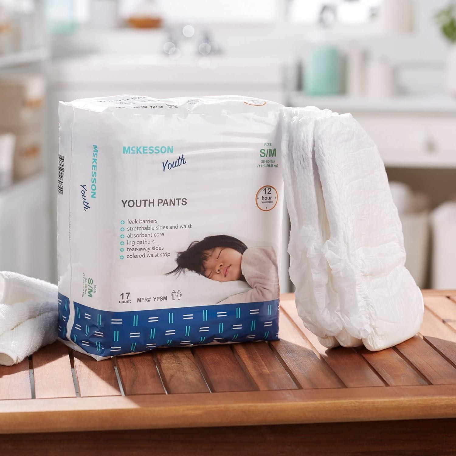 image:imageMcKesson Youth Training Pants 68 Count Overnight Disposable Pull Up Diapers SmallMedium 3865 lbs Absorbent 12 Hour Leak Protection with Leg Gathers and TearAway Sides for Boys or Girls
