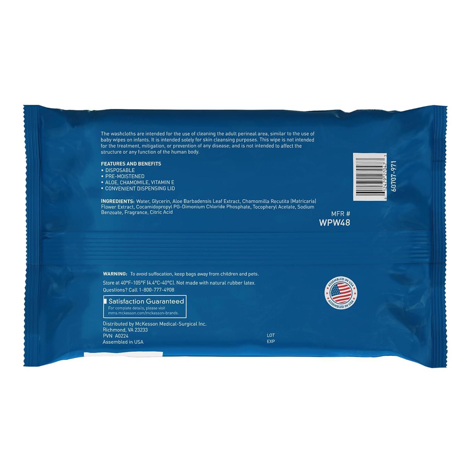 image:imageMcKesson Disposable Wipe 12 Pack 600 Washcloths Large Adult Body and Incontinence Washcloths with Aloe and Vitamin E AlcoholFree 50 Wipes Per PackScented
