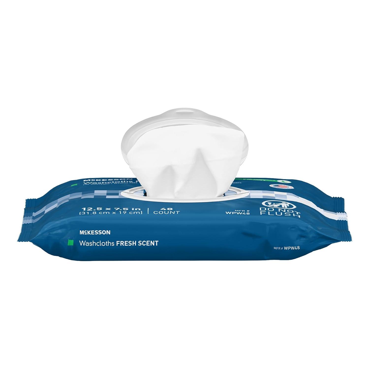 image:imageMcKesson Disposable Wipe 12 Pack 600 Washcloths Large Adult Body and Incontinence Washcloths with Aloe and Vitamin E AlcoholFree 50 Wipes Per PackScented