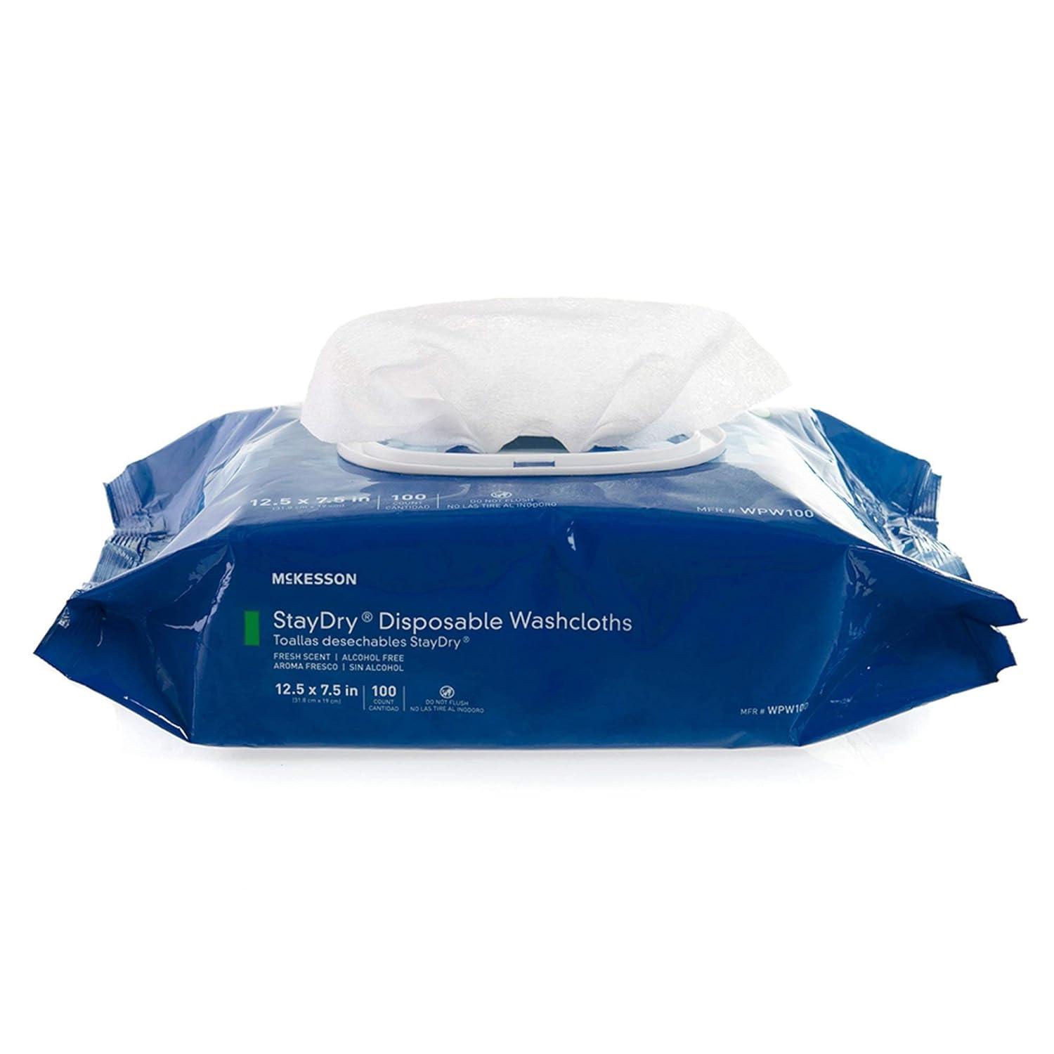image:imageMcKesson Disposable Wipe 12 Pack 600 Washcloths Large Adult Body and Incontinence Washcloths with Aloe and Vitamin E AlcoholFree 50 Wipes Per PackScented