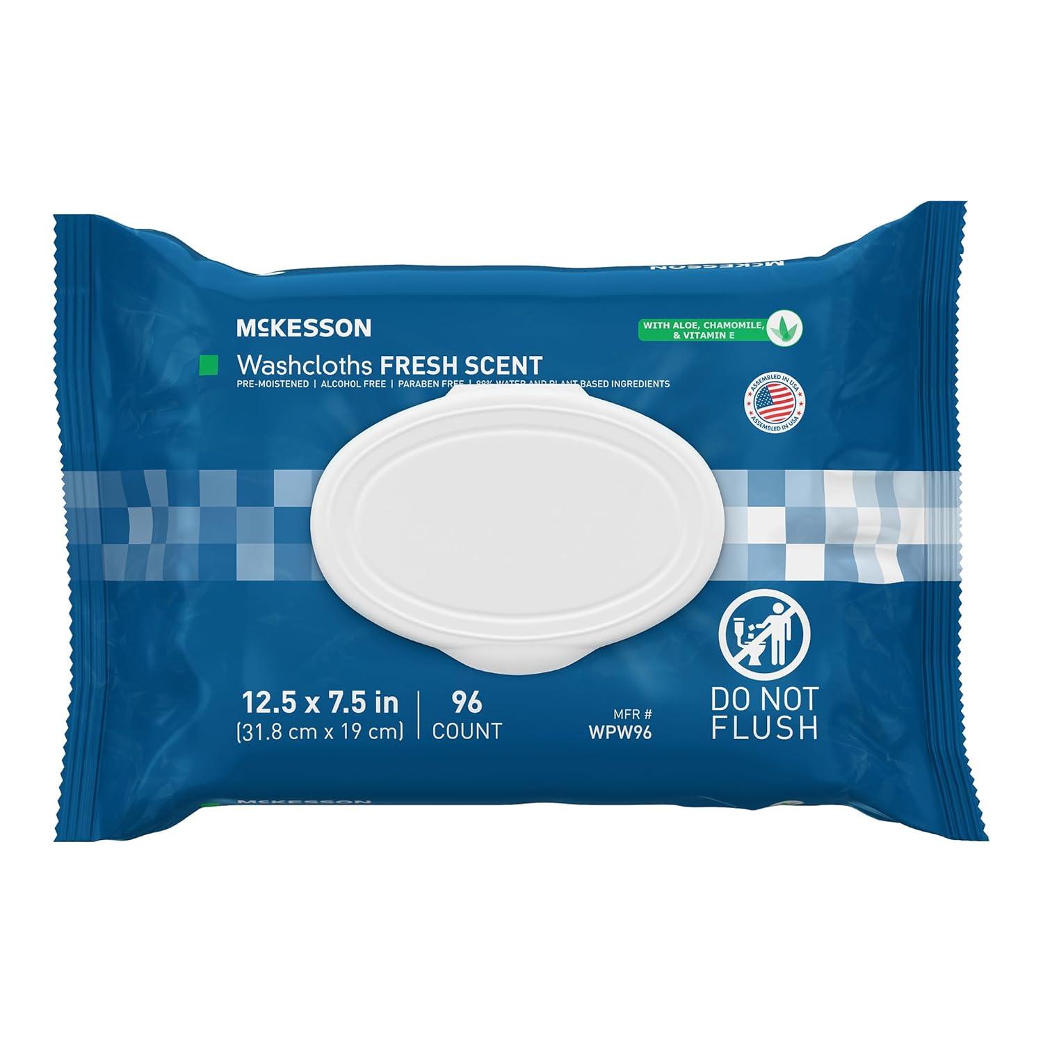 image:imageMcKesson Disposable Wipe 12 Pack 600 Washcloths Large Adult Body and Incontinence Washcloths with Aloe and Vitamin E AlcoholFree 50 Wipes Per PackScented