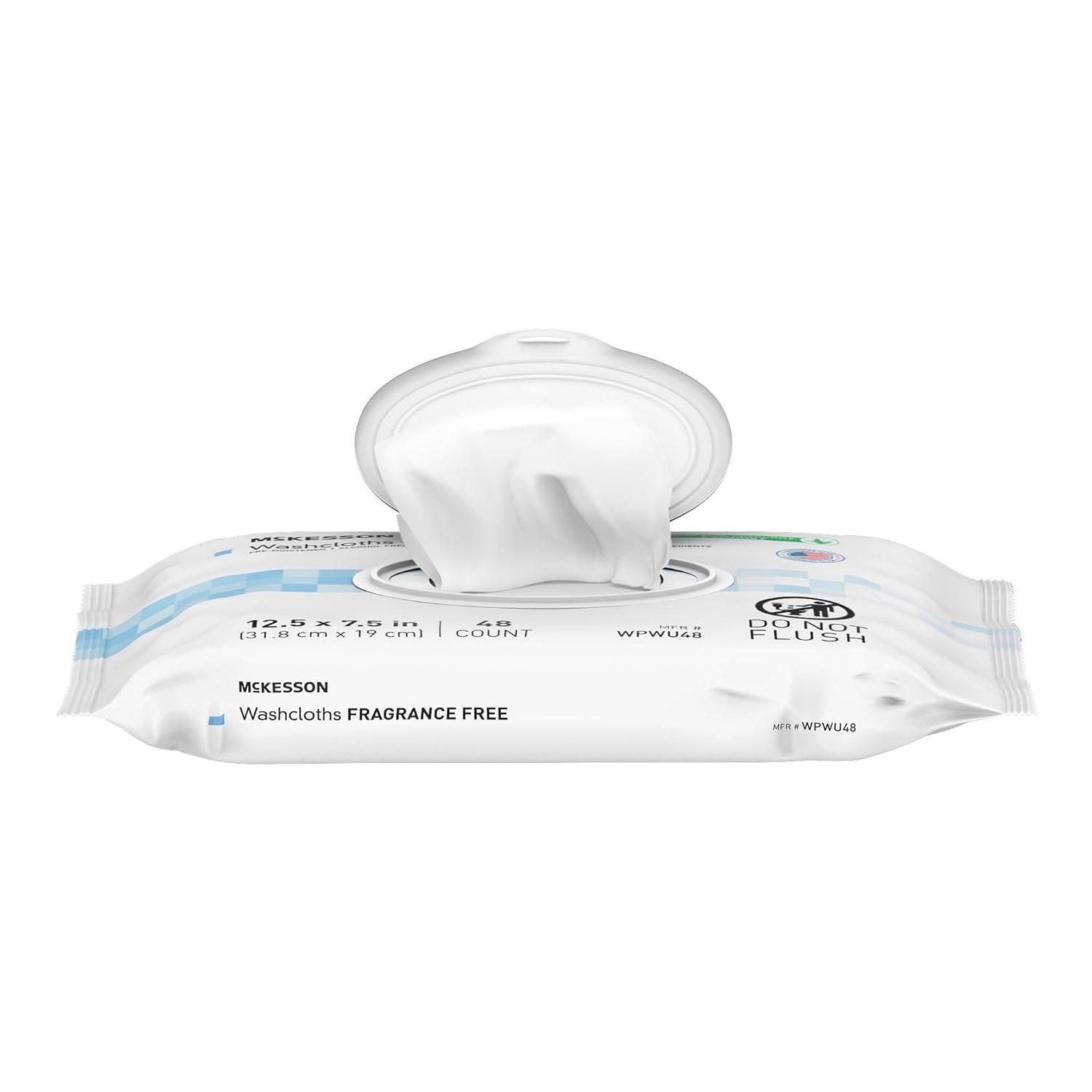 image:imageMcKesson Disposable Wipe 12 Pack 600 Washcloths Large Adult Body and Incontinence Washcloths with Aloe and Vitamin E AlcoholFree 50 Wipes Per PackUnscented