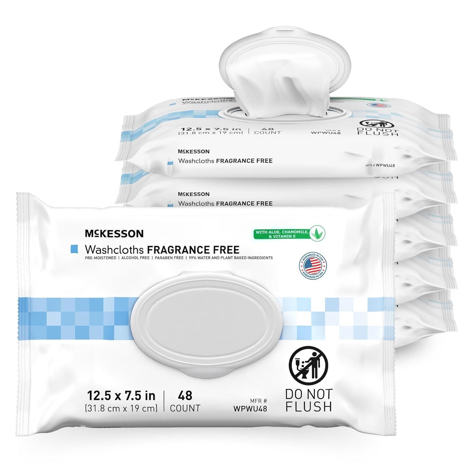 image:imageMcKesson Disposable Wipe 12 Pack 600 Washcloths Large Adult Body and Incontinence Washcloths with Aloe and Vitamin E AlcoholFree 50 Wipes Per PackUnscented