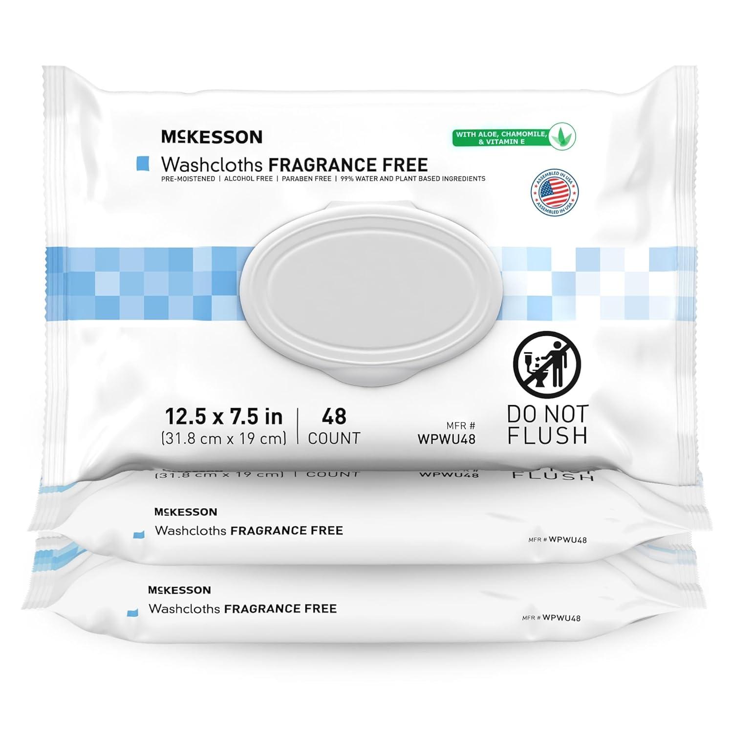 image:imageMcKesson Disposable Wipe 12 Pack 600 Washcloths Large Adult Body and Incontinence Washcloths with Aloe and Vitamin E AlcoholFree 50 Wipes Per PackUnscented