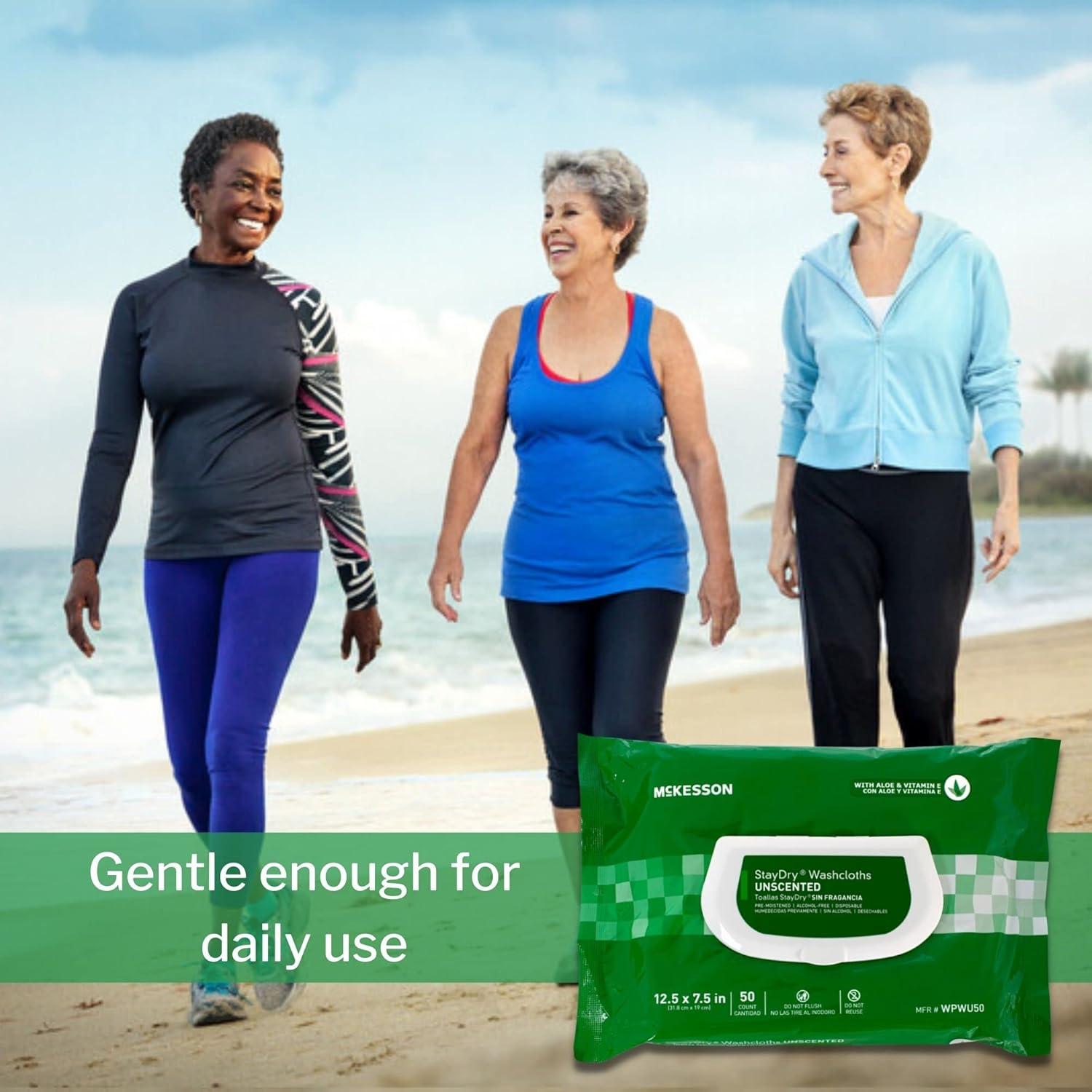 image:imageMcKesson StayDry Disposable Wipe Large Adult Body and Incontinence Washcloths with Aloe and Vitamin E Unscented 50 Wipes Per Pack