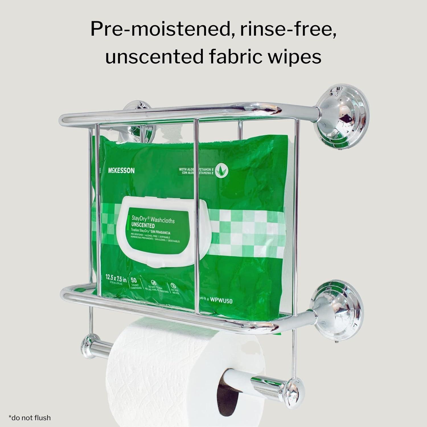 image:imageMcKesson StayDry Disposable Wipe Large Adult Body and Incontinence Washcloths with Aloe and Vitamin E Unscented 50 Wipes Per Pack
