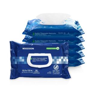 McKesson StayDry Disposable Wipe 6 Pack, 300 Washcloths – Large Adult Body and Incontinence Washcloths with Aloe and Vitamin E, Alcohol-Free, 50 Wipes Per Pack