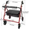 McKesson Rollator Walker with Seat and Wheels, Bariatric, Steel, 400 lbs Weight Capacity, Red, 1 Count